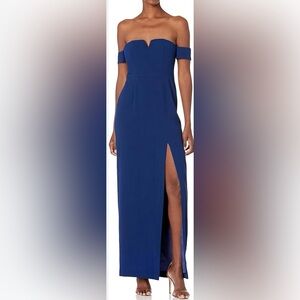 AIDAN MATTOX Strapless Navy Dress